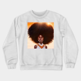 [AI Art] African sunset woman with big hair Crewneck Sweatshirt